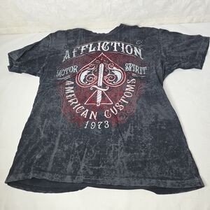 Affliction Charcoal and Red Graphic Tee